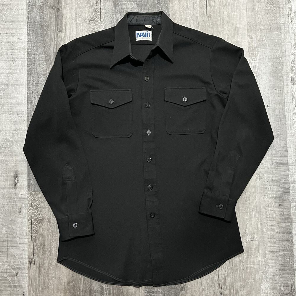 VTG Davis Jet Black Polyester Twill Naval Academy Anchor Military Uniform Shirt